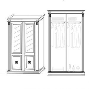 Шкаф 2-х дверный с зеркалами Пуччини вишня