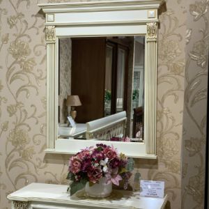СПЕЦПРЕДЛОЖЕНИЕ! Зеркало с прямым карнизом спальня Пучини Puccini - белая PL70