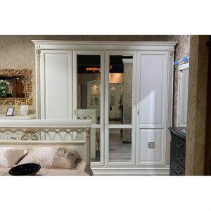 Шкаф 4-х дверный с зеркалами спальня Пуччини Puccini - белая PL70