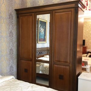 Шкаф 3-х дверный с зеркалом спальня Пуччини вишня Puccini PС90