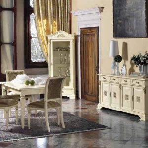 комод 4х дв мебель для гостиной Пуччини (Puccini bianco oro PL70)